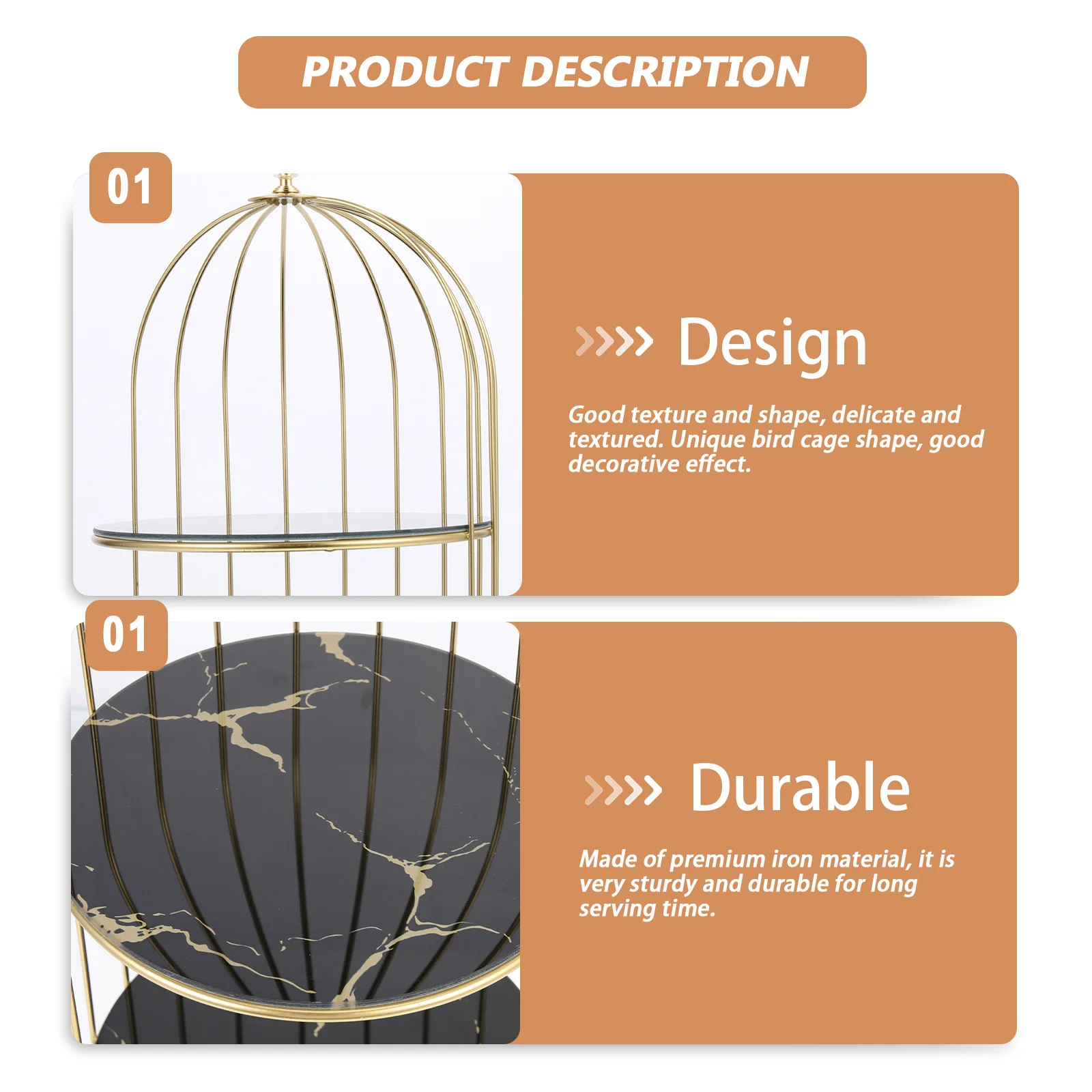 

Luxury Bird Cage Shaped Cosmetics Organizer Rack Durable Iron Makeup Storage Stand Dessert Cake Display Dresser Rack