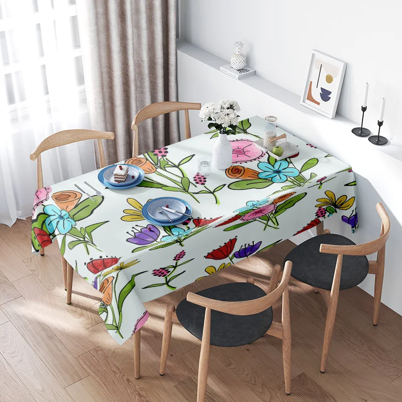 

Kitchen Tablecloth Floral Design 3D Printing Non-Slip Anti-Static Dining Room Decor Waterproof Reusable Plastic PVC Free Kitchen