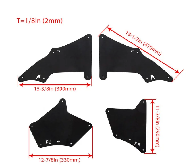 Car Front Wheel Mudapron Leather Front Fender Lining Suitable for 03-17 Toyota Prado Prado