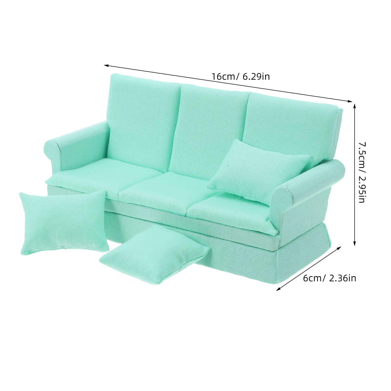 1 set realistico divano per casa delle bambole in miniatura con morbidi cuscini piccolo divano moderno mobili per soggiorno divano per casa delle bambole