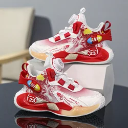 Scarpe da bambino 2024 estate nuove scarpe sportive per bambini Big boys mesh traspirante ragazzi adolescenti pulsante rotante scarpe da basket