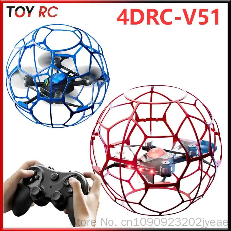 4drc V51 Soccer Shape Brushless Motor Drone 360 Protection 24 Ghz Remote Control Quadcopter Anti Mode Outdoor Training