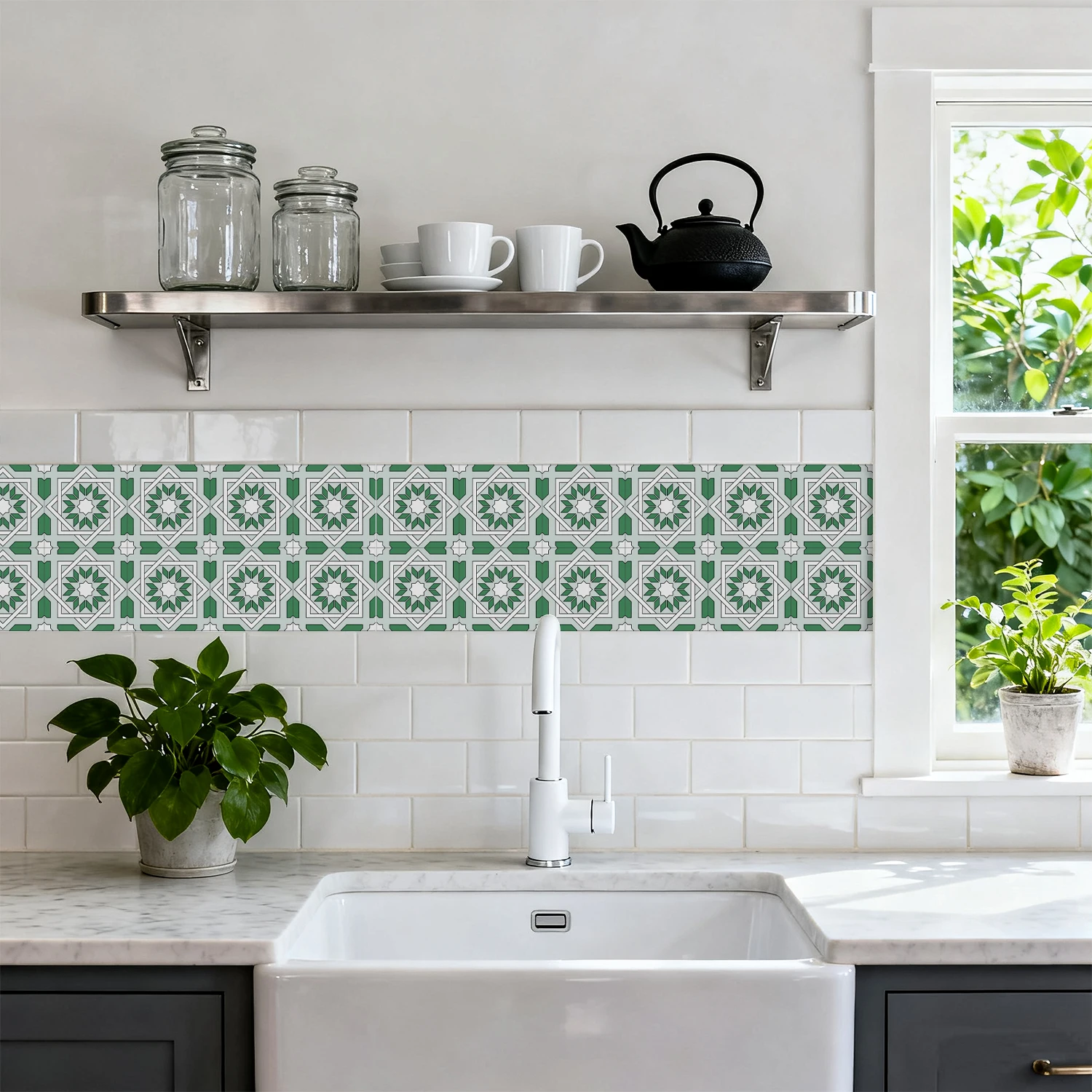 24pcs Moroccan-style geometric self-adhesive wall stickers, for kitchen, bathroom, and rental apartment renovation decoration