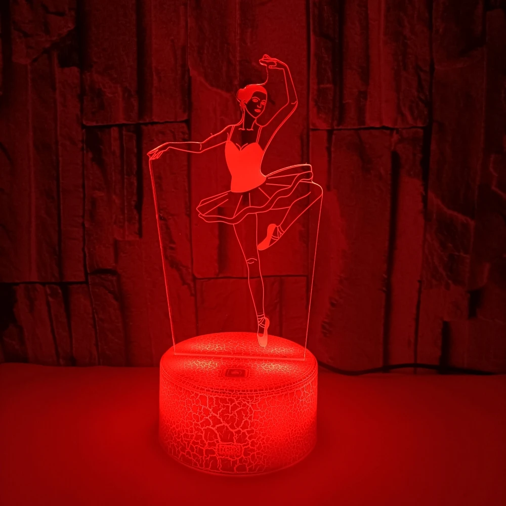 Bailarina de Ballet luz nocturna 3D ilusión bailarina lámpara de mesa para decoración de dormitorio vacaciones navidad regalo de cumpleaños para