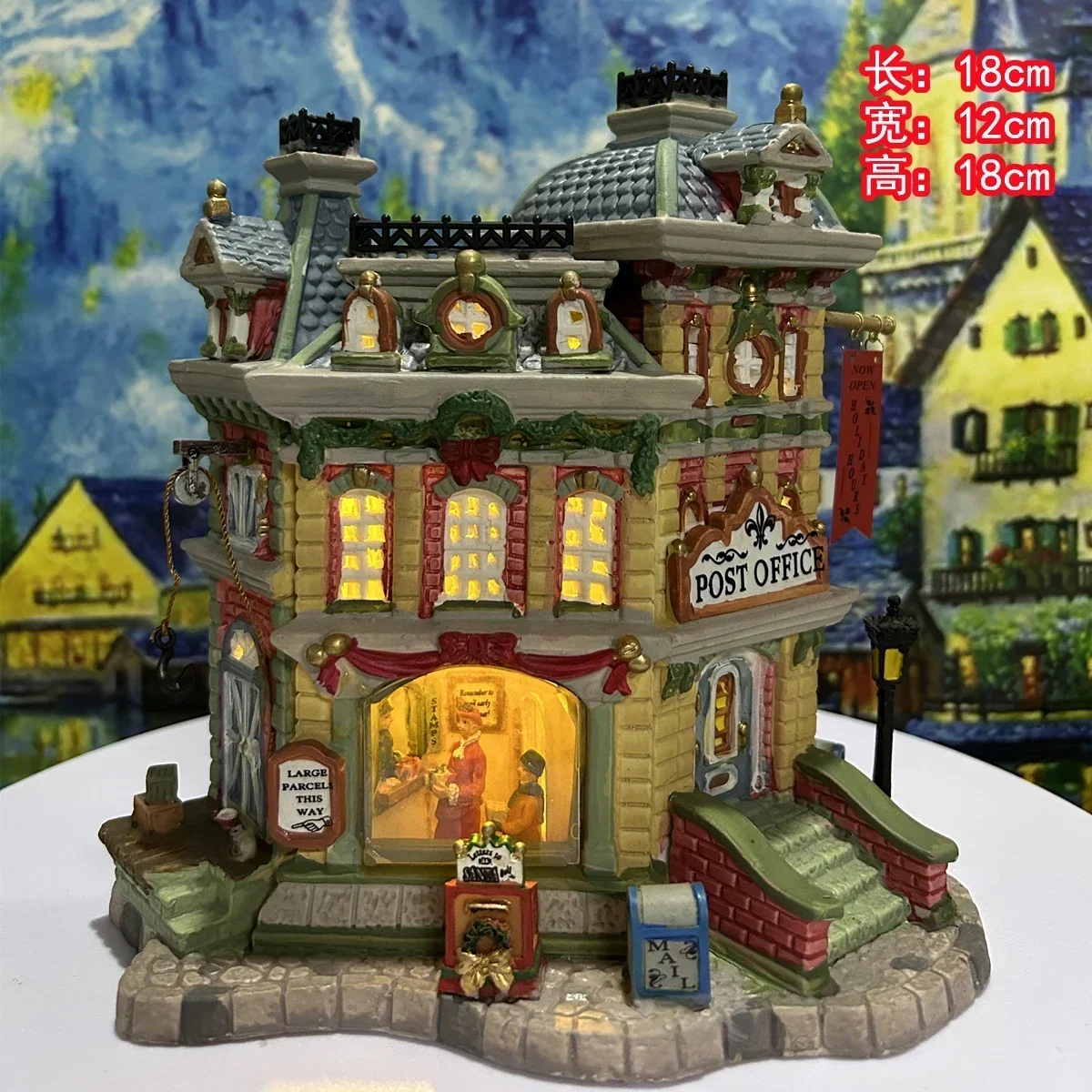 Lemax Ceramic Painted Night Lamp House Miniature Building Figurine Home Furnishing Living Room Ornaments Home Decoration Gift