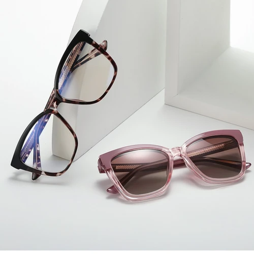 Imagen 2 del producto GJ gafas polarizadas ópticas, gafas con Clip magnético, gafas de sol de dos colores, gafas de lectura graduadas ópticas antiluz azul