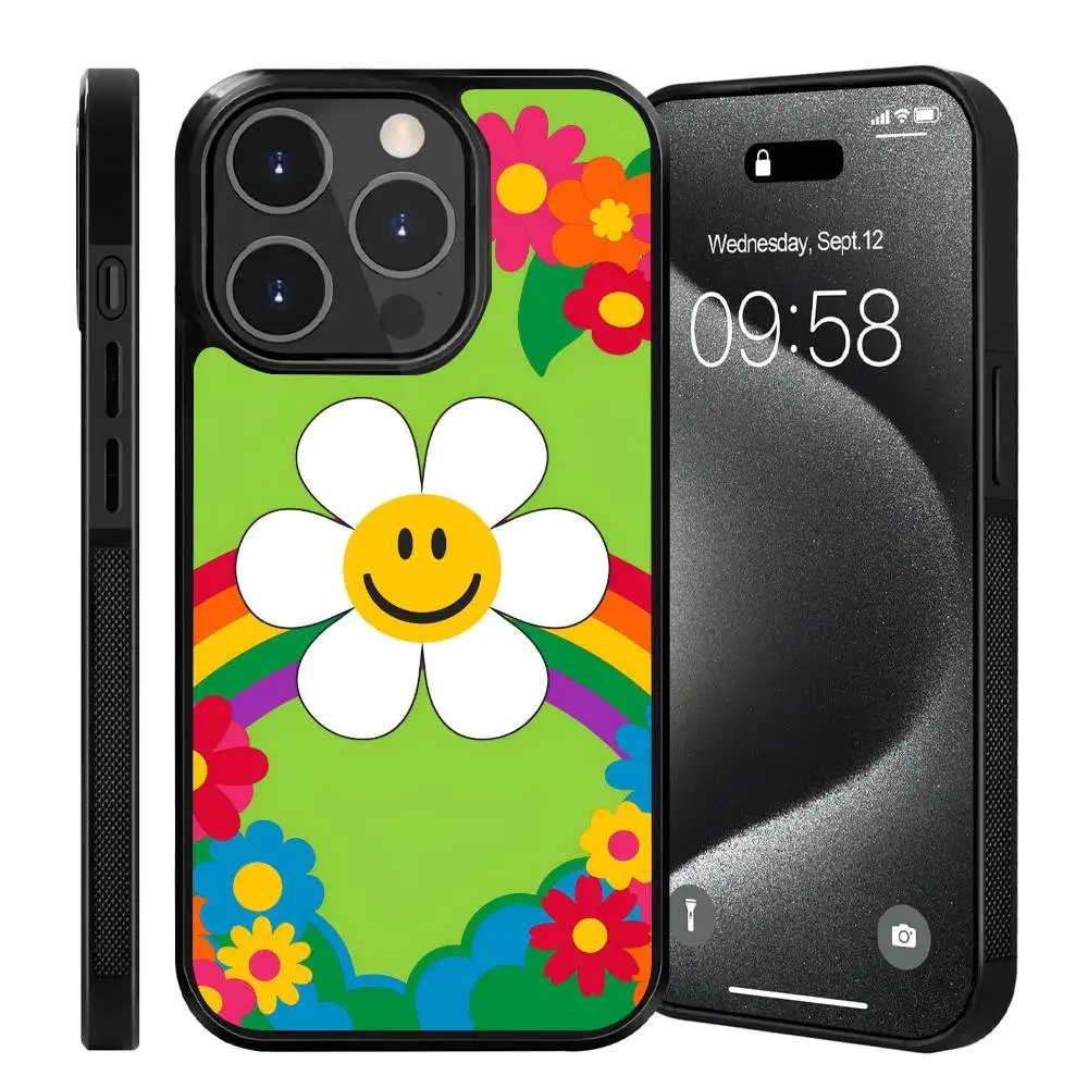 Flor cama w-wiggle w-wiggle caso de telefone móvel adequado para apple 16pro max 15 14 13 12 mini 11 remendo preto casca dura