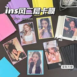 50Pcs Kpop Card Sleeves Holder Transparent Card Film w/ Solid Back Sleeves Photocard Holder Card Films Game Cards Protector