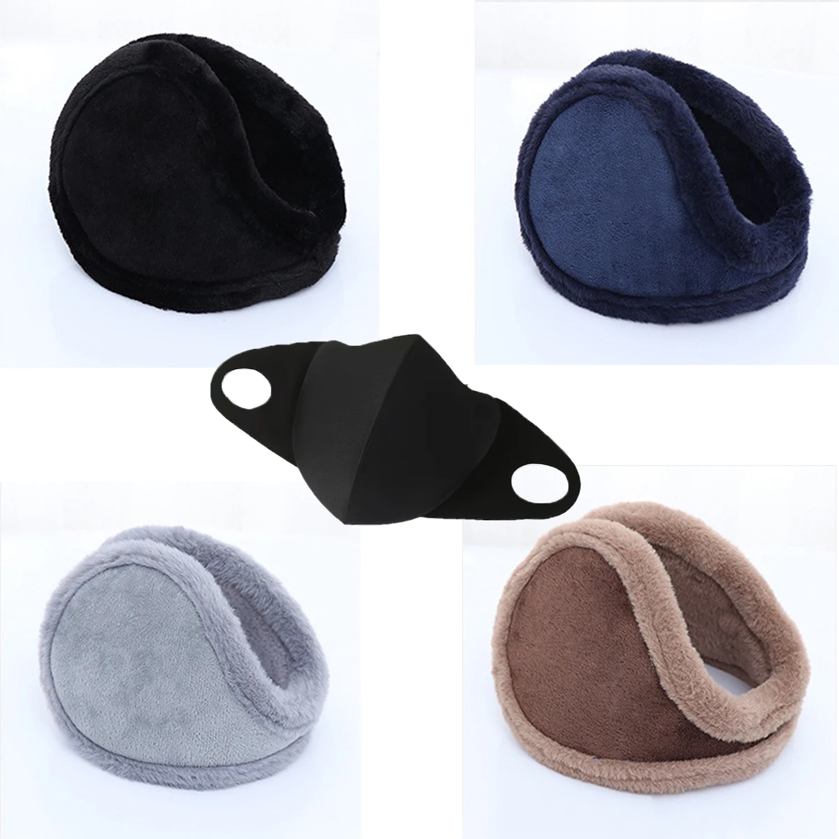 

Набор жемчужных наушников и масок, милые осенние и зимние теплые, защита от холода, удобные, наушники унисекс из искусственного кроличьего меха, маска Merad