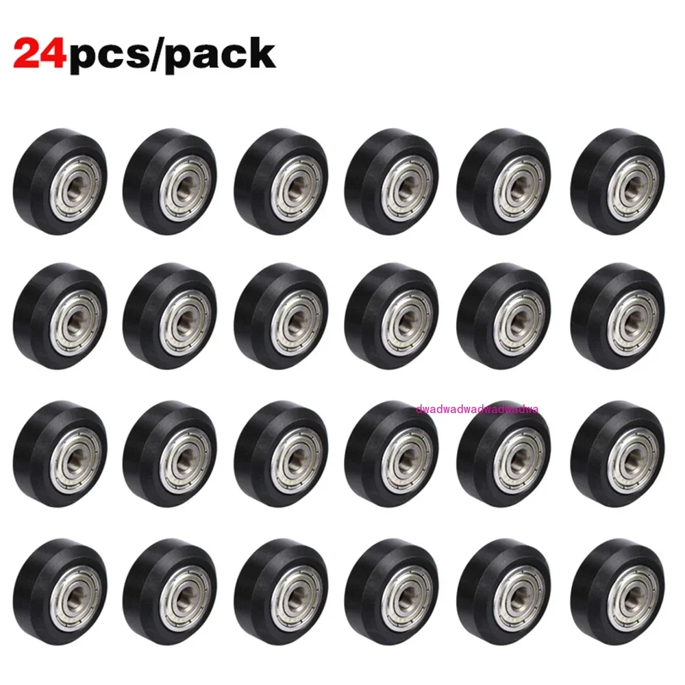 12/24pcs CNC Openbuilds Plastic POM Wheel with 625zz Idler Pulley Gear Passive Round/V-Slot Perlin Pulley Wheel for CR10 Ender 3