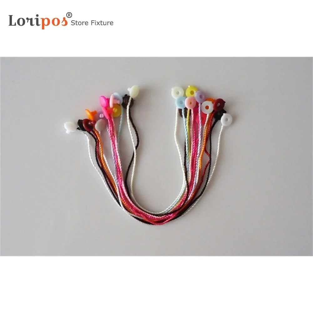 200 pz/lotto etichetta in plastica bianco Beige nero cartellino in poliestere corda stringa chiusura a scatto Pin Loop Tie Fasteners