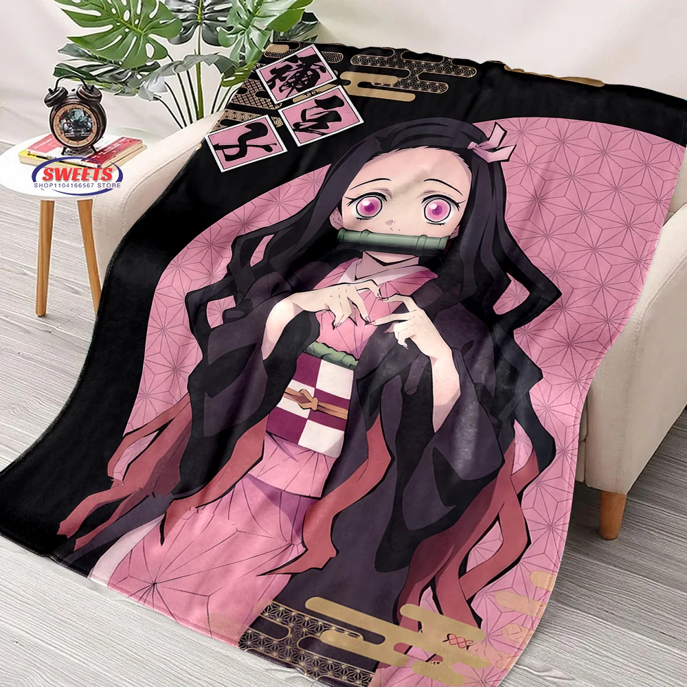 Popular Anime Kamad0 Nezuk0 Flannel Blanket for Bed Bedroom Sofa Picnic Throw Blanket for Cover Outdoor Leisure Nap Office Gifts