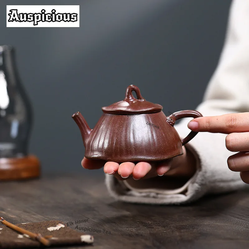 150ml Yixing Purple Clay Bionic Teapot Handmade Lotus Seedpod Pot Raw Ore Section Mud Tea Maker Kettle Chinese Zisha Teaset Gift