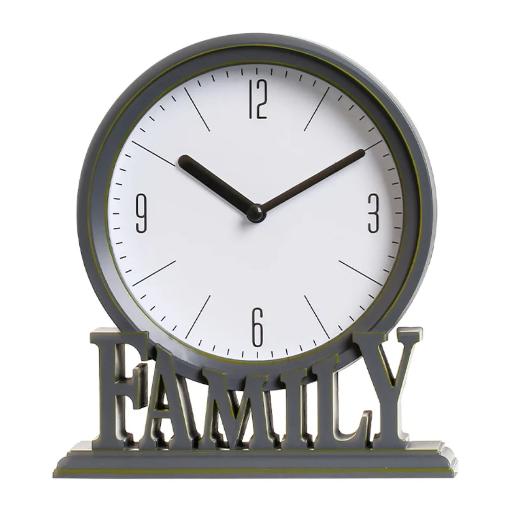 

Fashion Vintage Style Desk Clock High Quality Nordic Non Ticking Clock Silent Convenient Round Pointers Clock School