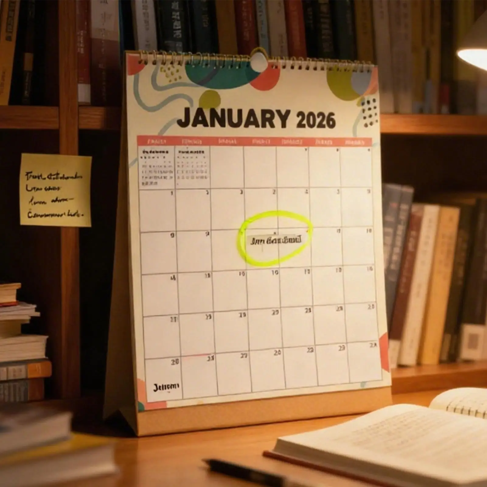 

2026 Calendar Monthly 12-Month Wall Planner Decorative Goals Tracker Metal Coil Binding Large Grid Notebook Calendar