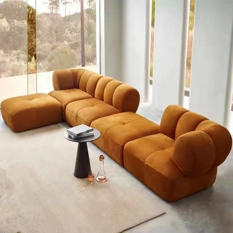 أريكة إيطالية بسيطة على شكل يقطين على الطراز الكريمي الشمالي لغرفة المعيشة الإبداعية #3