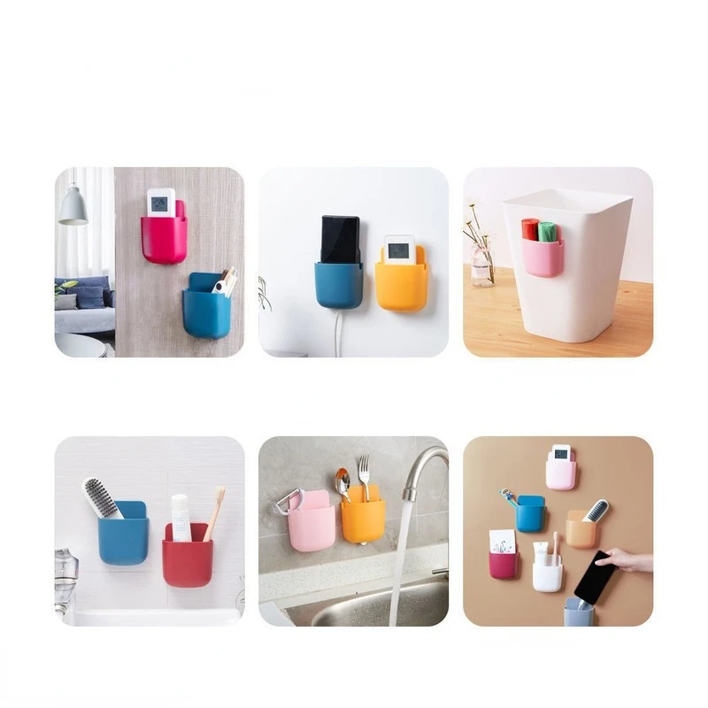 Multifunctional Wall-mounted Storage Box Punch-free Mobile Phone Remote Control Storage Rack Holders Wall Debris Storage Holder