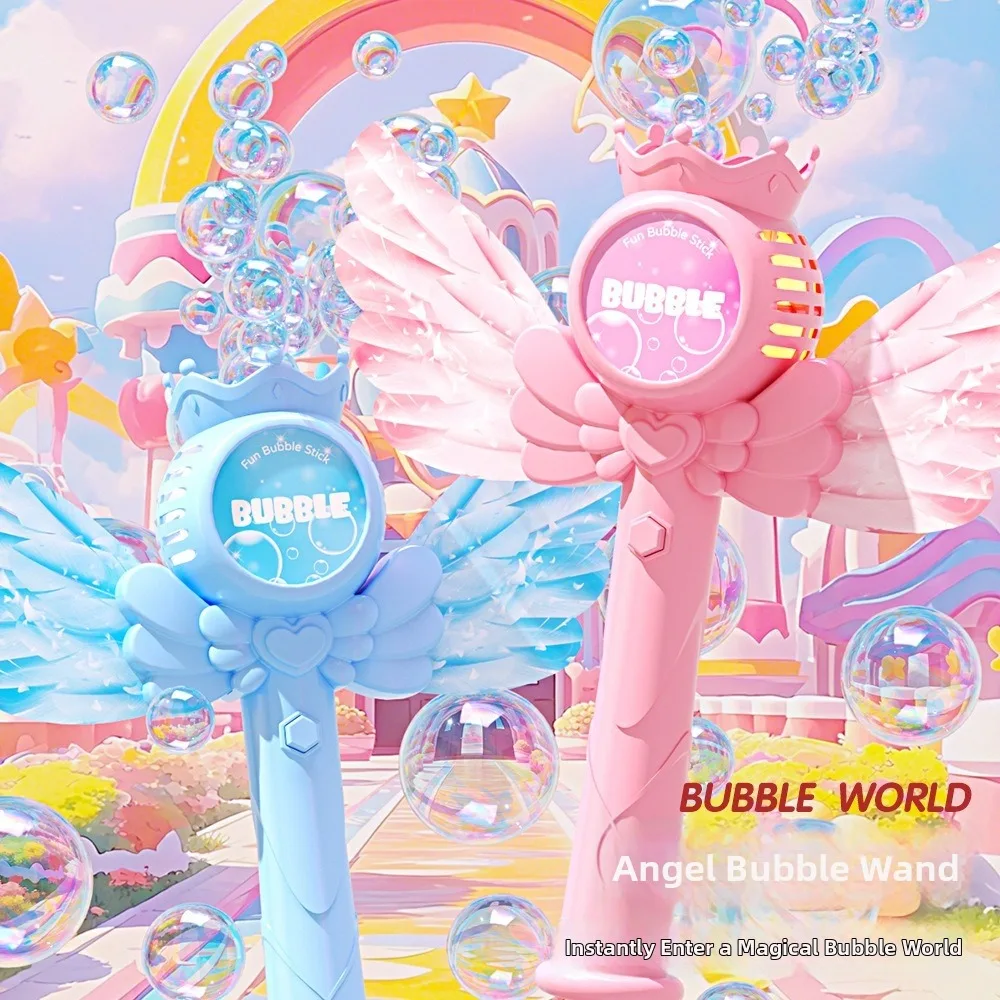 New Magic Stick Style Bubble Maker Rechargeable Handheld Bubble Playing Toy Light And Sound Automatic Bubble Machine for Summer