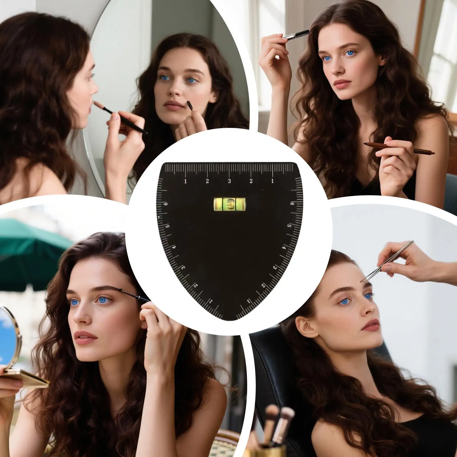 Wenkbrauwliniaal stencil metaal, professioneel wenkbrauwmapping tool voor make-upartiesten, draagbare schoonheidsbenodigdheden voor spa reizen naar huis