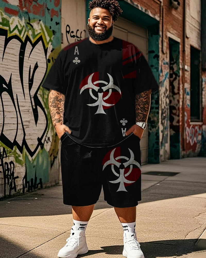 

S-9XL Large Size Men's Suit - Personalized Short-sleeved T-shirt and Shorts Two-piece Set