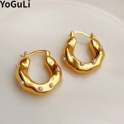 Fashion Jewelry European and American Design Gold Color Metal Hoop Earrings For Women Wedding Gifts Simply Design Accessories