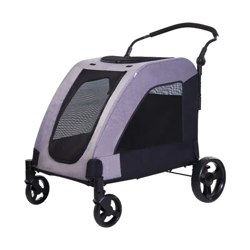 a forFactory Sale Foldable Extra Large Dog Stroller Custom Color 30 Kg Capacity Transparent Fashionable Oxford Fabric Portable