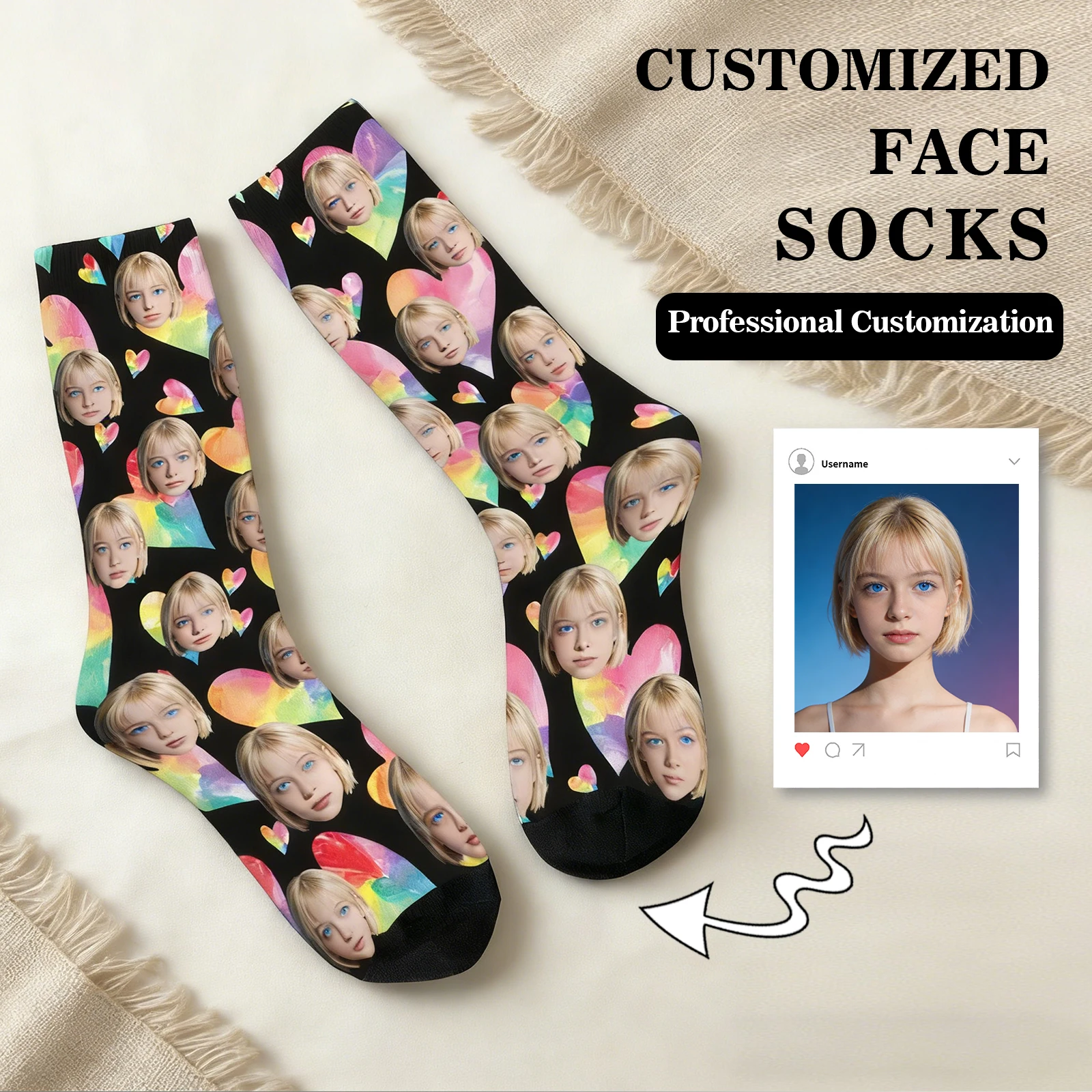 

Personalized Face Photo Custom Socks Custom Men Valentine's Day Gift For Husband Anniversary Gift for Dad