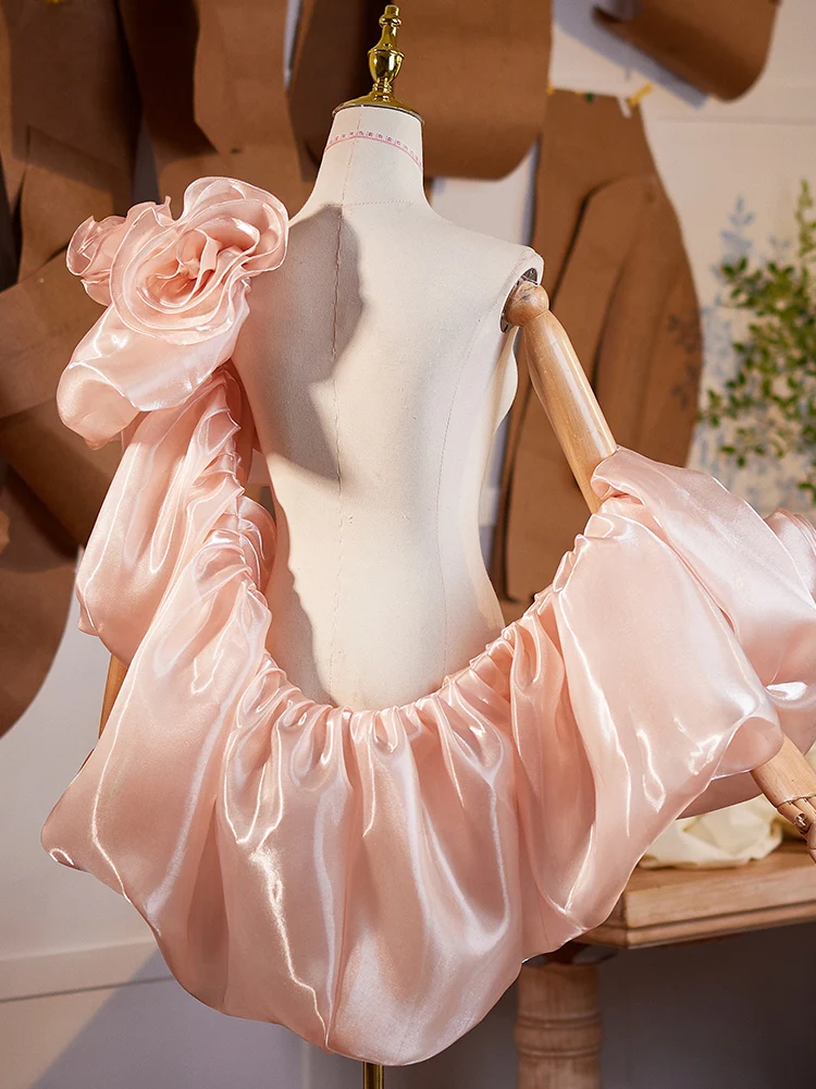 

Pink Handmade Design Shawl Accessories 2025 New DIY Three-Dimensional Flower Evening Dress Ornament Catwalk Performance