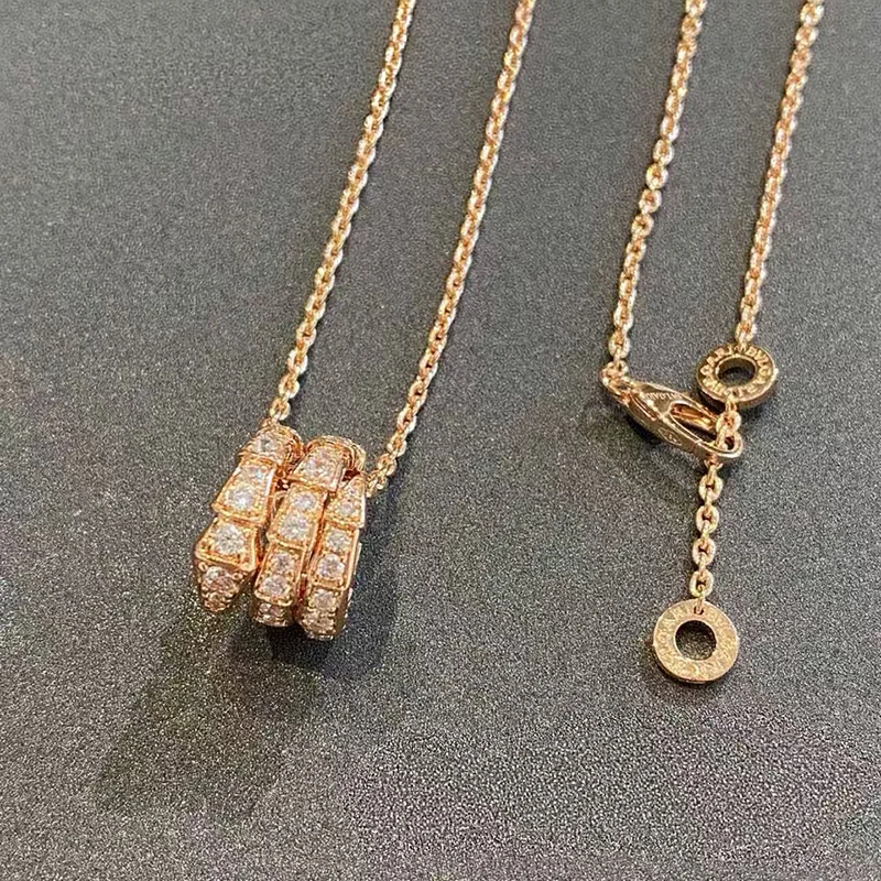 

925 Silver Rose Gold-Plated Necklace – Snake Charm, Customizable Euro-American Style, Great for Daily Wear & Birthday Gifts