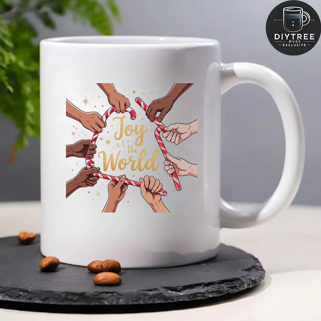 แก้วลายท้องฟ้าเต็มดาว 11 ออนซ์ + ด้ามจับลายแท่งลูกกวาดหลากสี ของขวัญคริสต์มาส แก้วเด็ก ใช้ได้ทั้งครอบครัวและที่ทำงาน