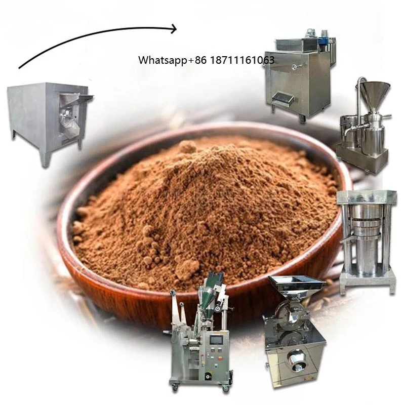 Full Set Cocoa Powder Cacao Butter Mill Nibs Grinding Machines Cacao Roaster Cocoa Butter Liquor Machine