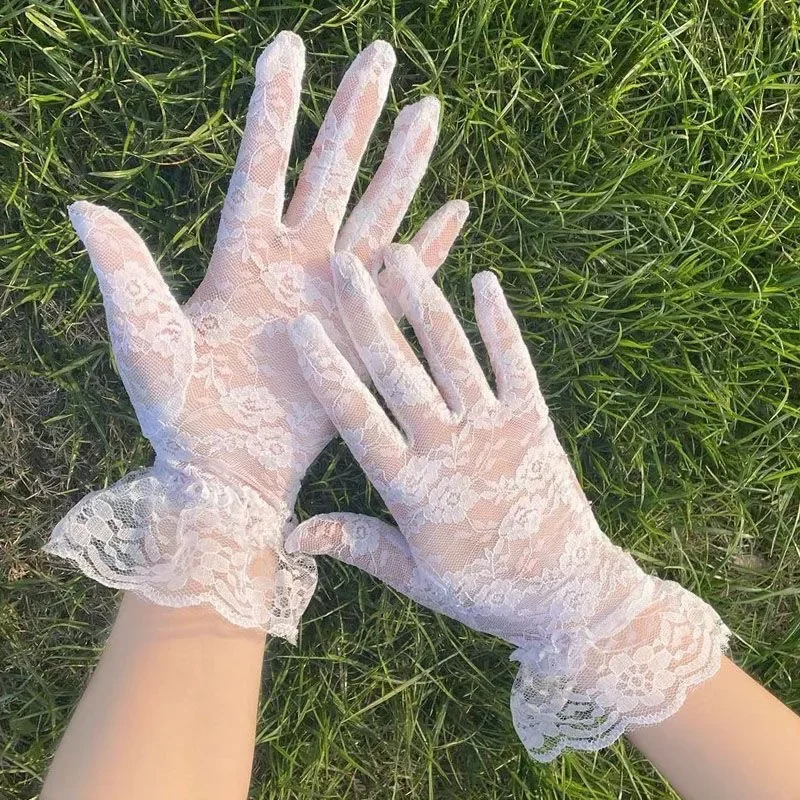Girl Group Lolita Spitzenhandschuhe | Sexy Foto-Requisiten im Retro-Stil aus durchsichtigem Netzstoff | Manschetten für Hochzeitskleiderärmel | Stylingzubehör für Damen – Detail 15