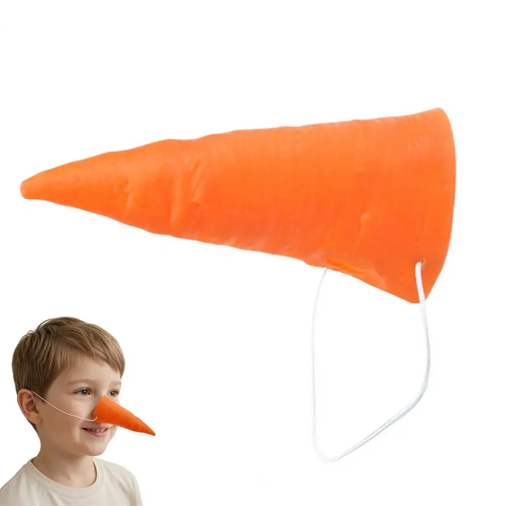 Halloween Masquerade Prop Fake Carrot Nose Prop Realistic Snowman Costume Accessory with Elastic Lanyard Clown for Halloween
