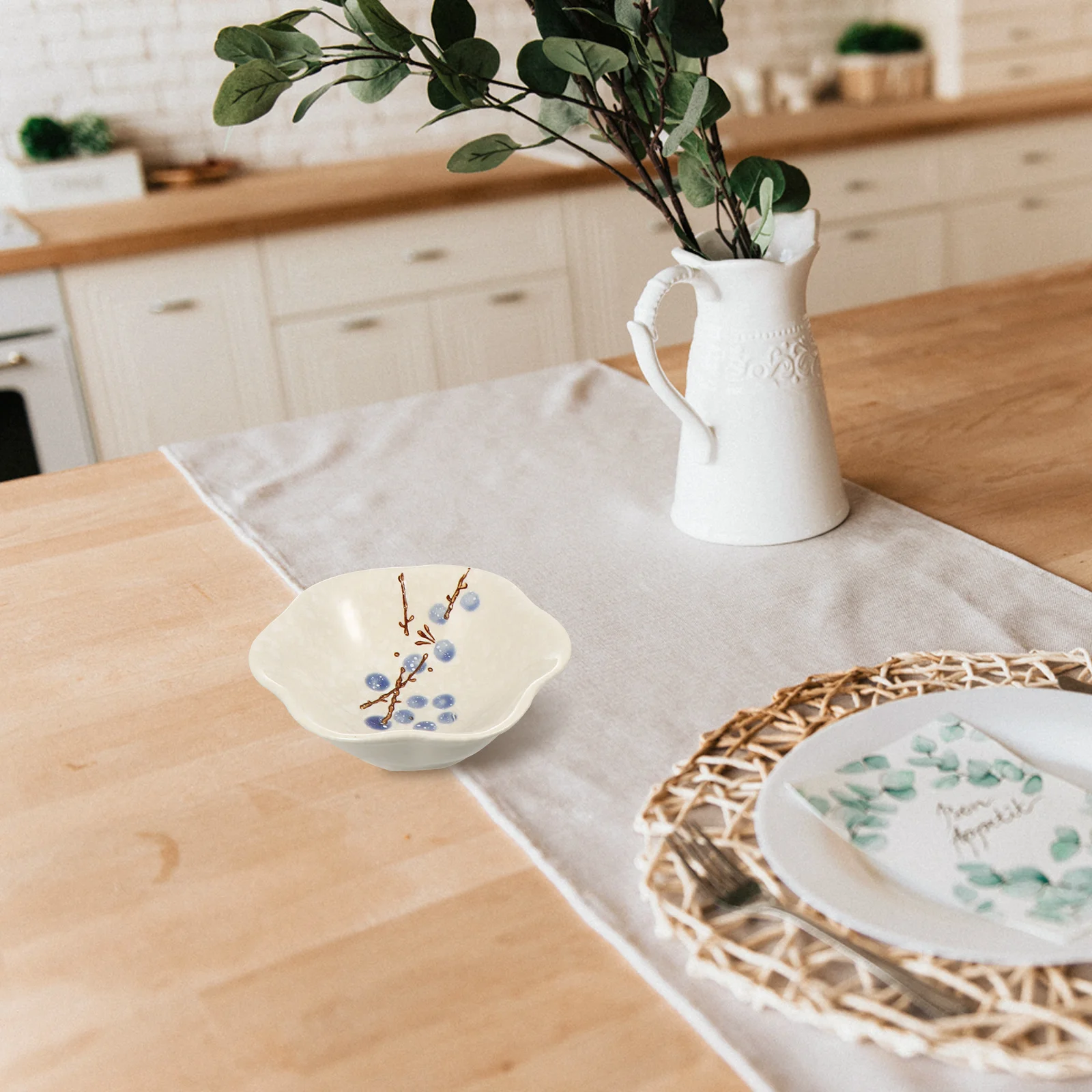 

4Pcs Beautiful Pattern Ceramic Condiment Plates Multipurpose Seasoning Trays for Home Party Bbq Picnic Ceramic Sauce Dishes