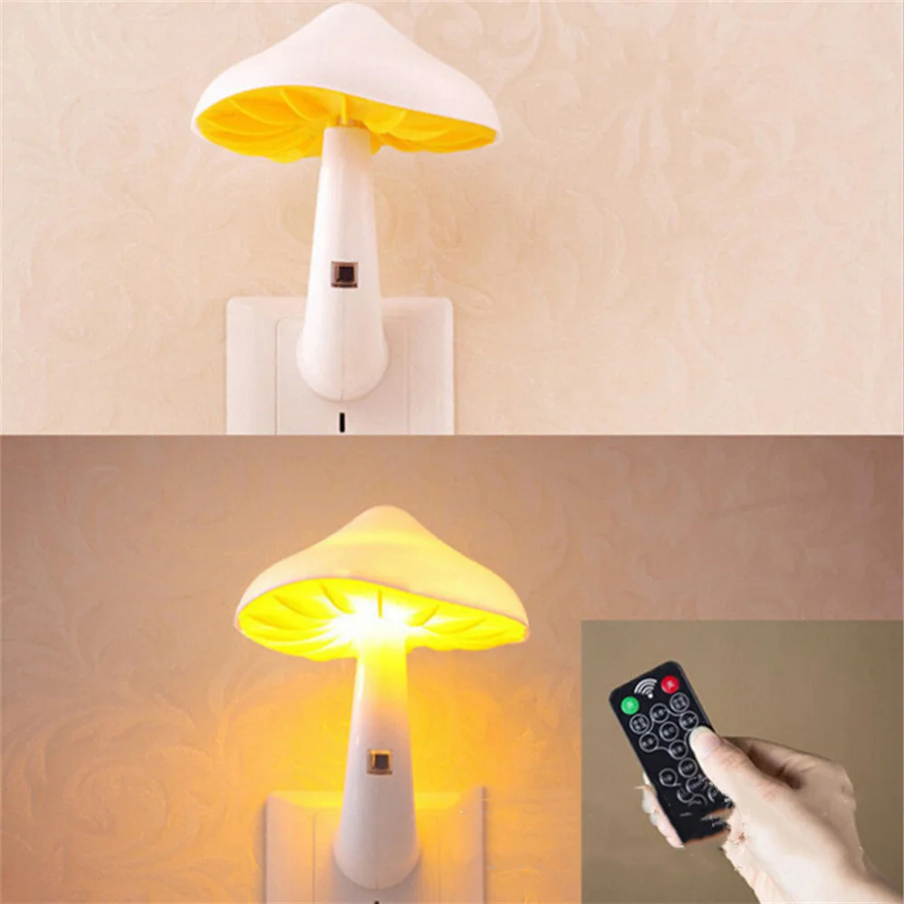Light-Controlled Night Light Yellow Led Light-Controlled Large Mushroom Light With Remote Control Adjustable Light Brightness