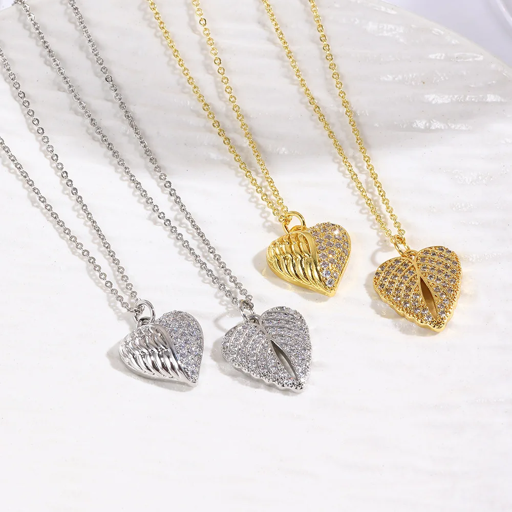 

5 Fashion Copper Angel Wings Love Necklace Pendant Female Versatile Temperament Simple Daily Party Wear Jewelry