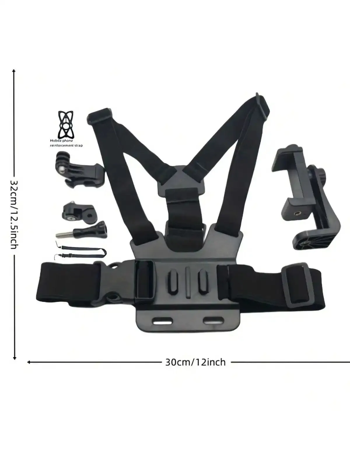 Adjustable Chest Mount Phone Holder 360° Rotation Body Strap Phone Mount for First Person View POV Video Recording Vlog Hiking