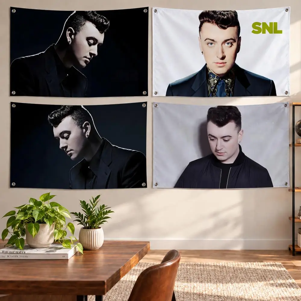Singer Sam Smith Flags Aesthetic Wall Tapestry Printed Wall Hanging Living Room Party Outdoor Decor