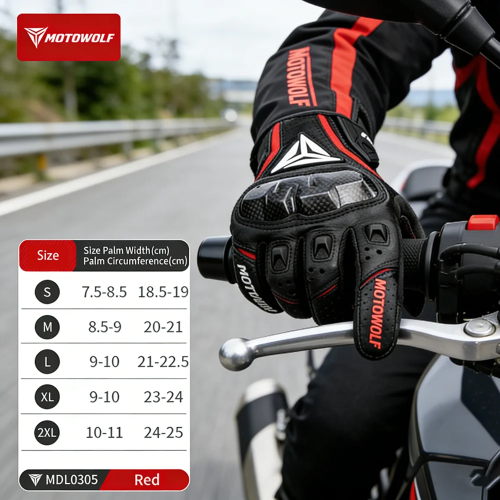 

Goatskin Leather Motorcycle Full Finger Gloves for Men Women, Summer Breathable Motocross Racing Gloves with Knuckle Protection