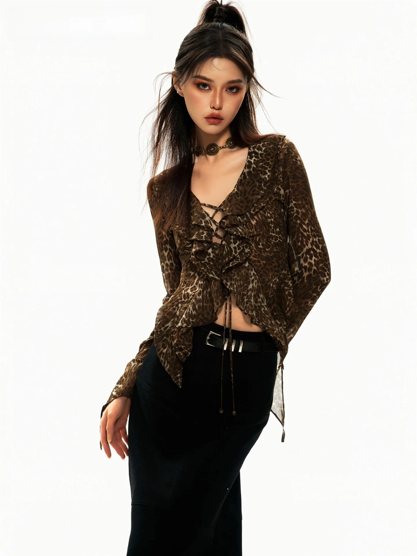 

Ретро-платье с леопардовым принтом в корейском стиле для фотосессий, женская одежда для фотостудий