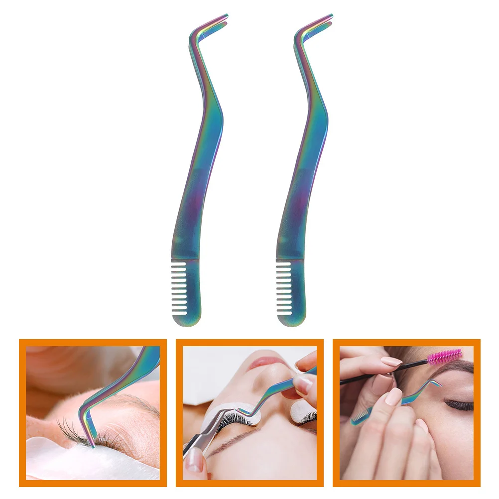 2Pcs Compact Eyelash Tweezer Small Convenient Lash Applicator Professional Makeup Tool Accessory Lash Separator Tool