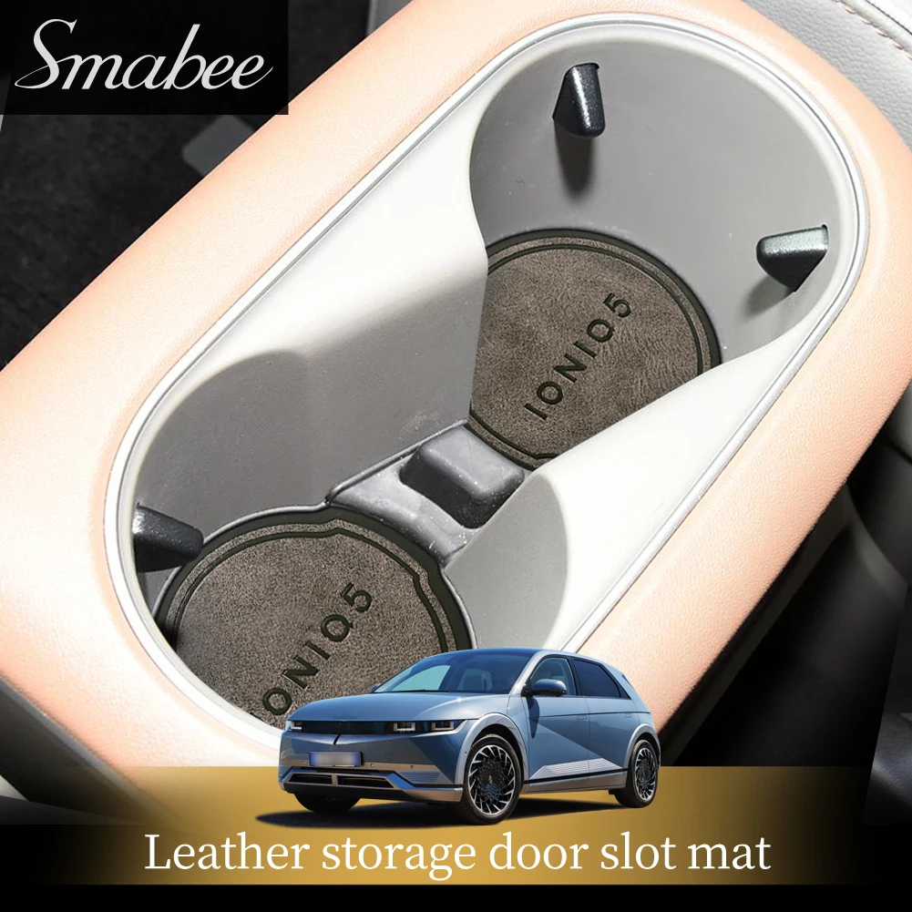 

Smabee Leather Gate Slot Cup Mat for Hyundai Ioniq 5 2021 2022 Cortex Door Groove Pad Interior Accessories Coaster Decoration