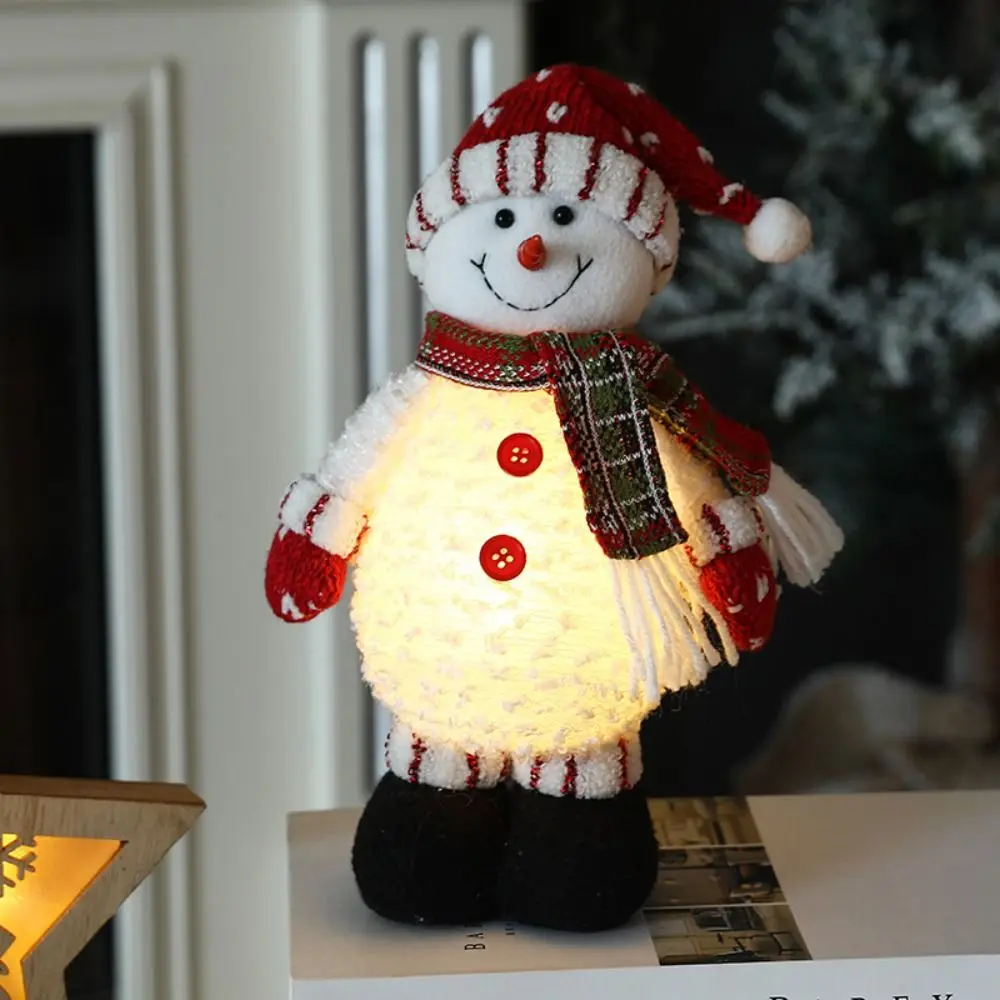 

Santa Claus Christmas Standing Doll Happy New Year Snowman Elk Party Gifts Glowing Handmade Window Decoration Home