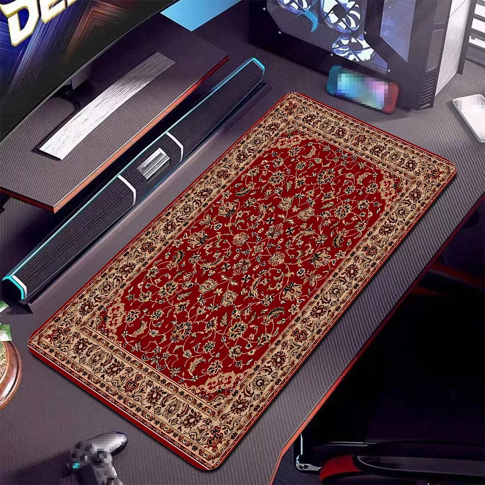 

Persian Carpet Mysterious Retro Mousepad Large Anti-Slip Mouse Pad Stitched Edges Mat Durable Desk Laptop Gaming​ Keyboard Pad