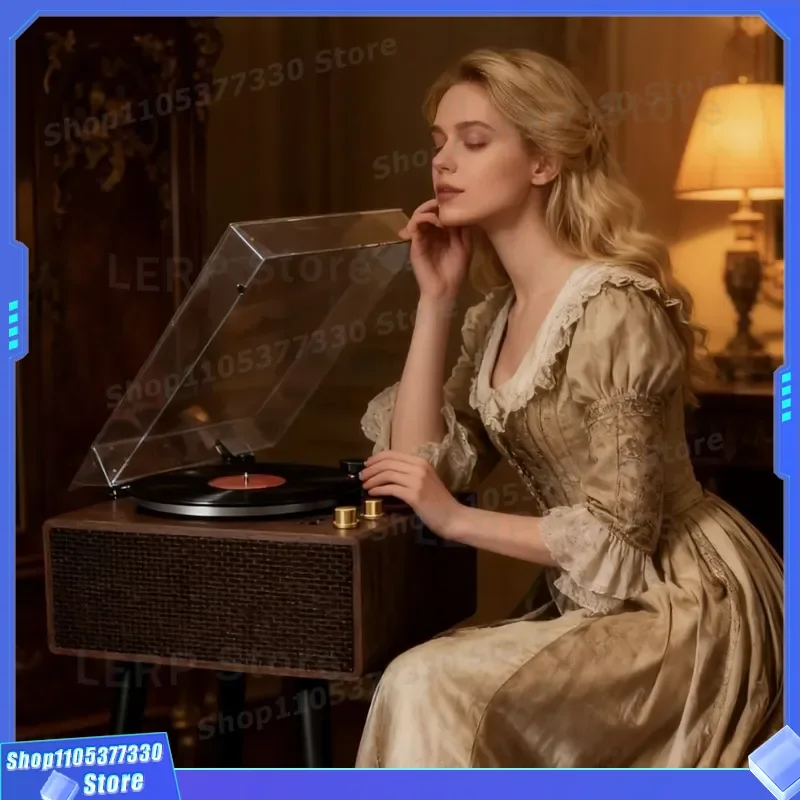 Retro Floor Standing Vinyl Record Player with Bluetooth Antique LP Turntable Independent Sound Cavity Living Room Decor Gift
