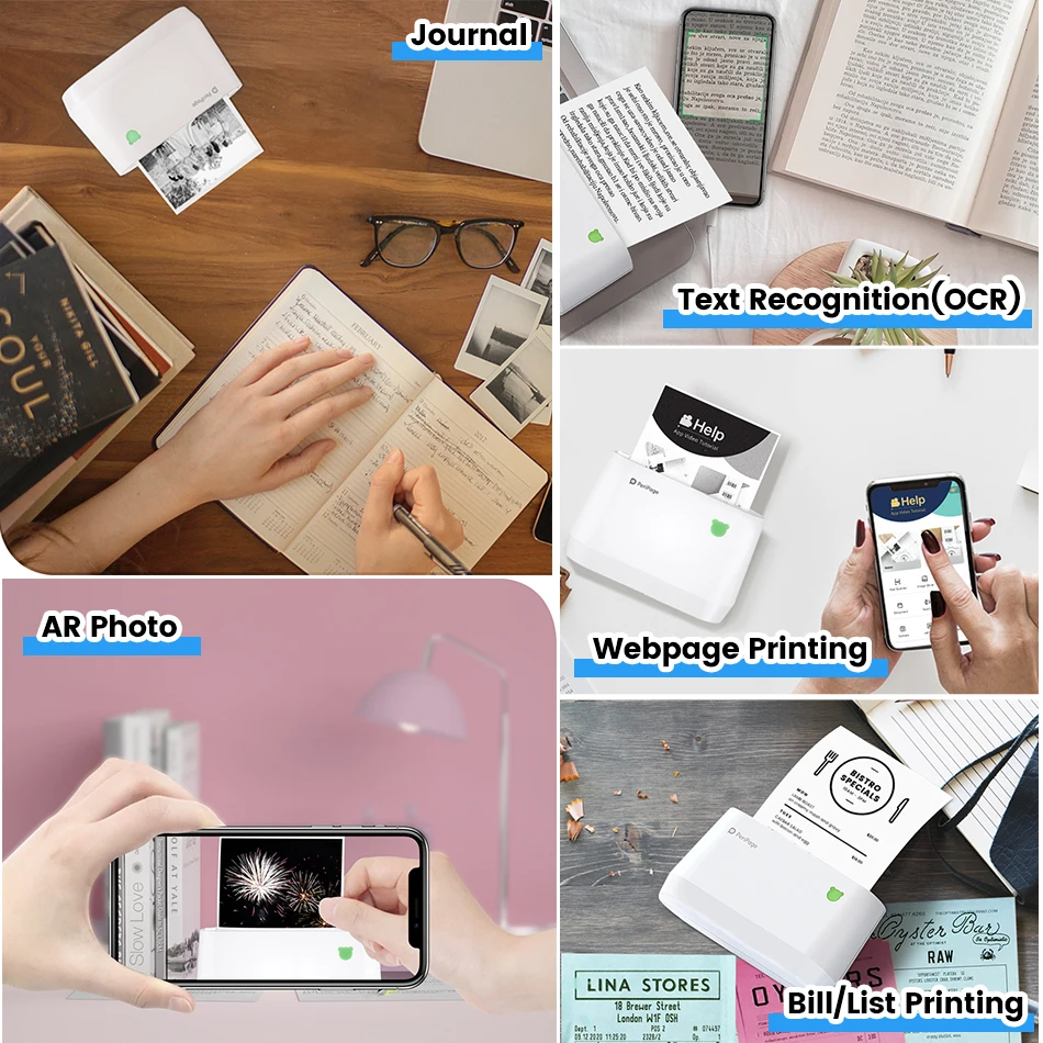 Peripage A9PRO Pocket Photo Printer Thermal Label Notes 300 dpi Printer for Android iOS PC printing Phone Printer