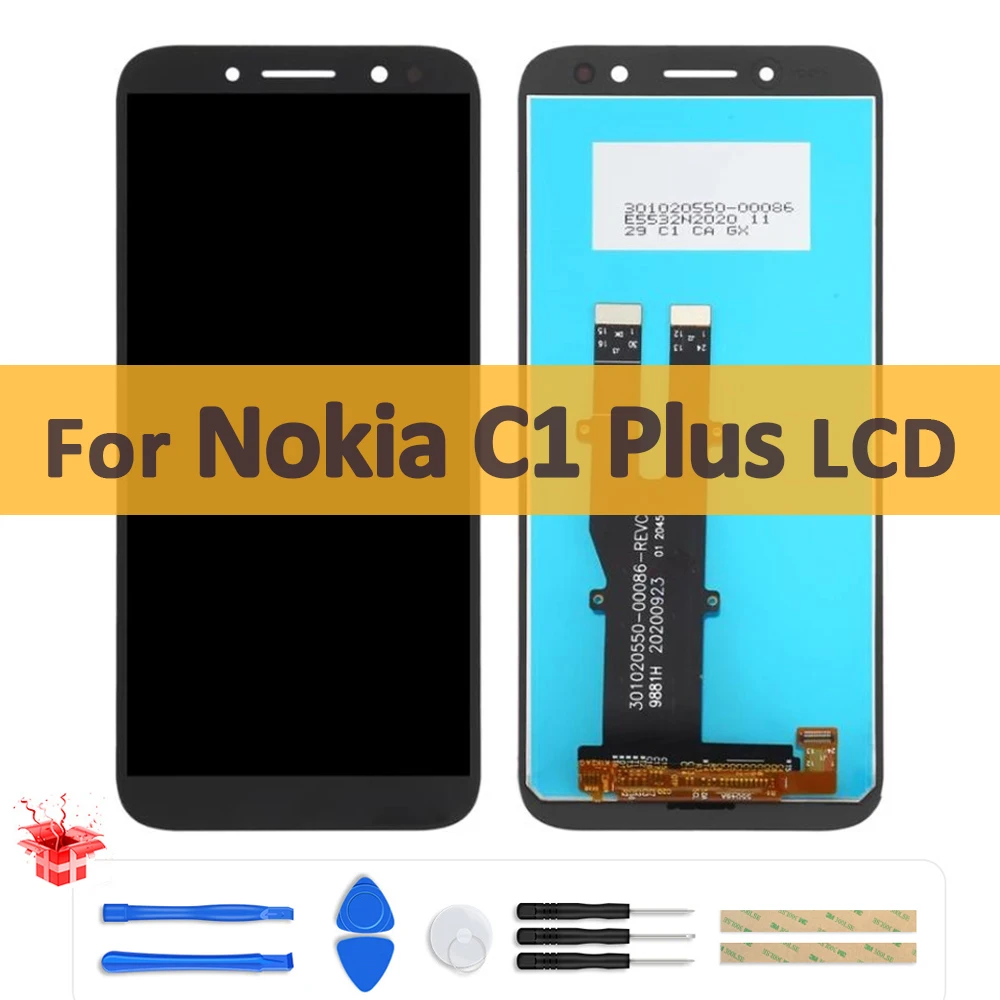 

5.45" Original LCD Display For Nokia C1 Plus LCD TA-1312 Touch Screen Digitizer Assembly Replacement Parts with Frame