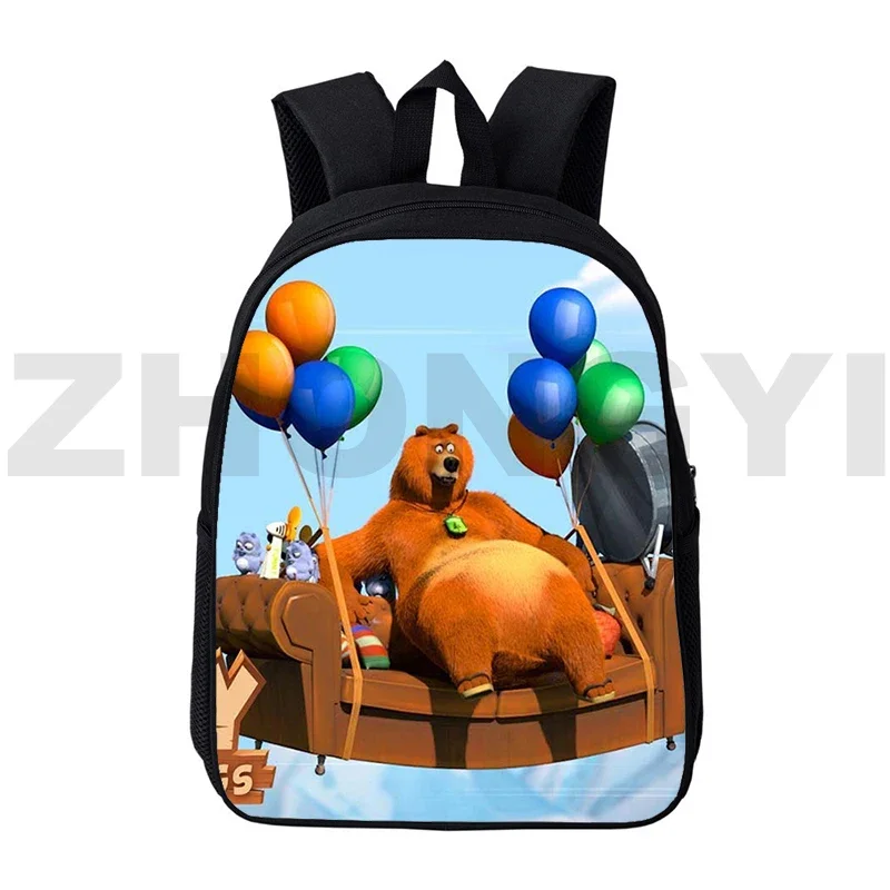 3D Students Cartoon Grizzy and The Lemmings Backpacks for Teenager Girls Top Quality Canvas Bookbag 12/16 Inch Laptop Travel Bag