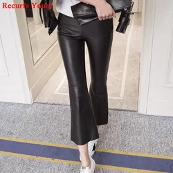 Suede Pants 2023 Spring New In Clothing Female Genuine Leather Soft Thin Retro Micro-rack Trousers Coffee Slim Pantalon Femme