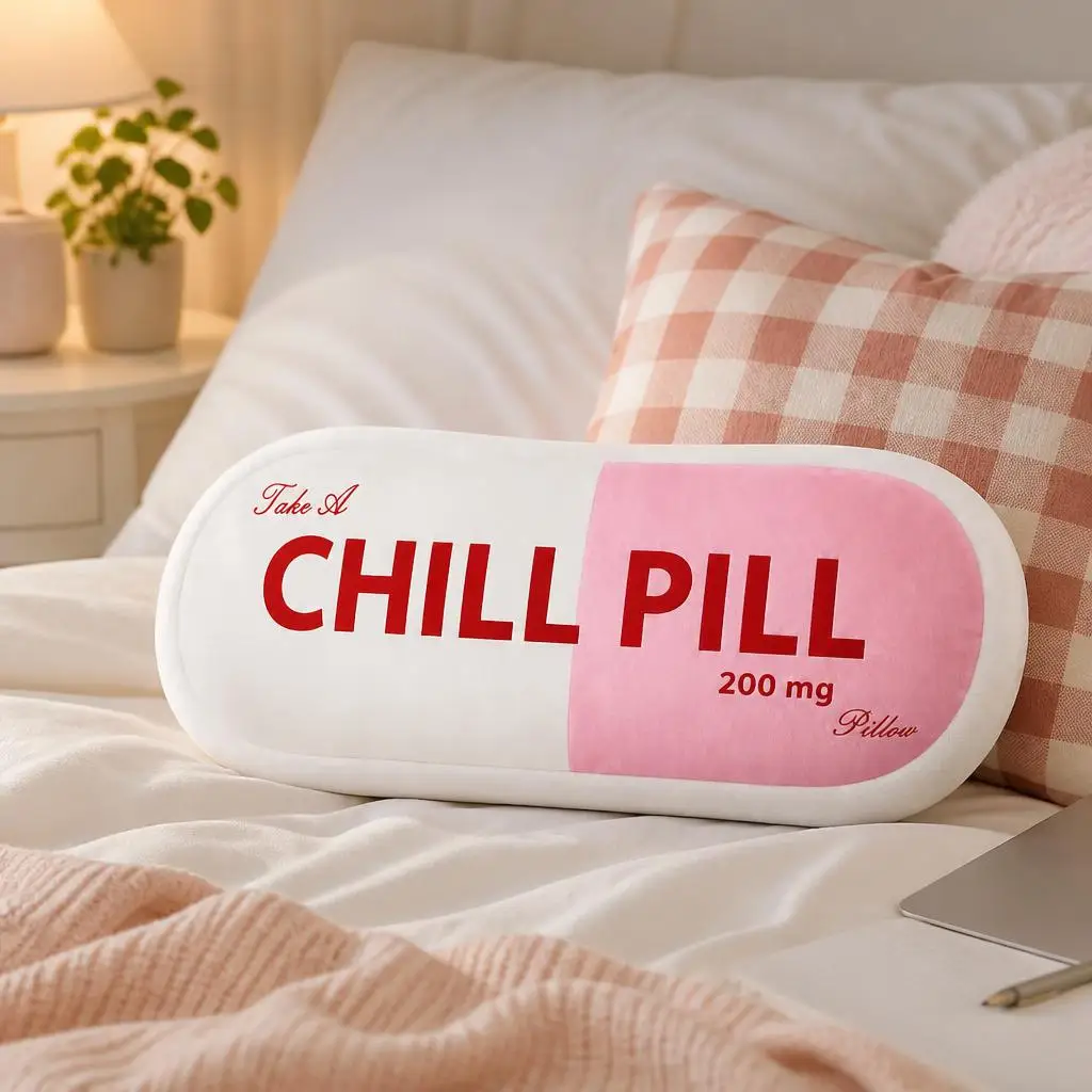 Chill Pill Pillow Plush Pillow Cushion Funny Stuffed Throw Pillow Home Decor Gift Sofa Bed Pharmacy Nurse